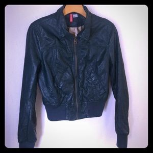 Dark green faux leather jacket